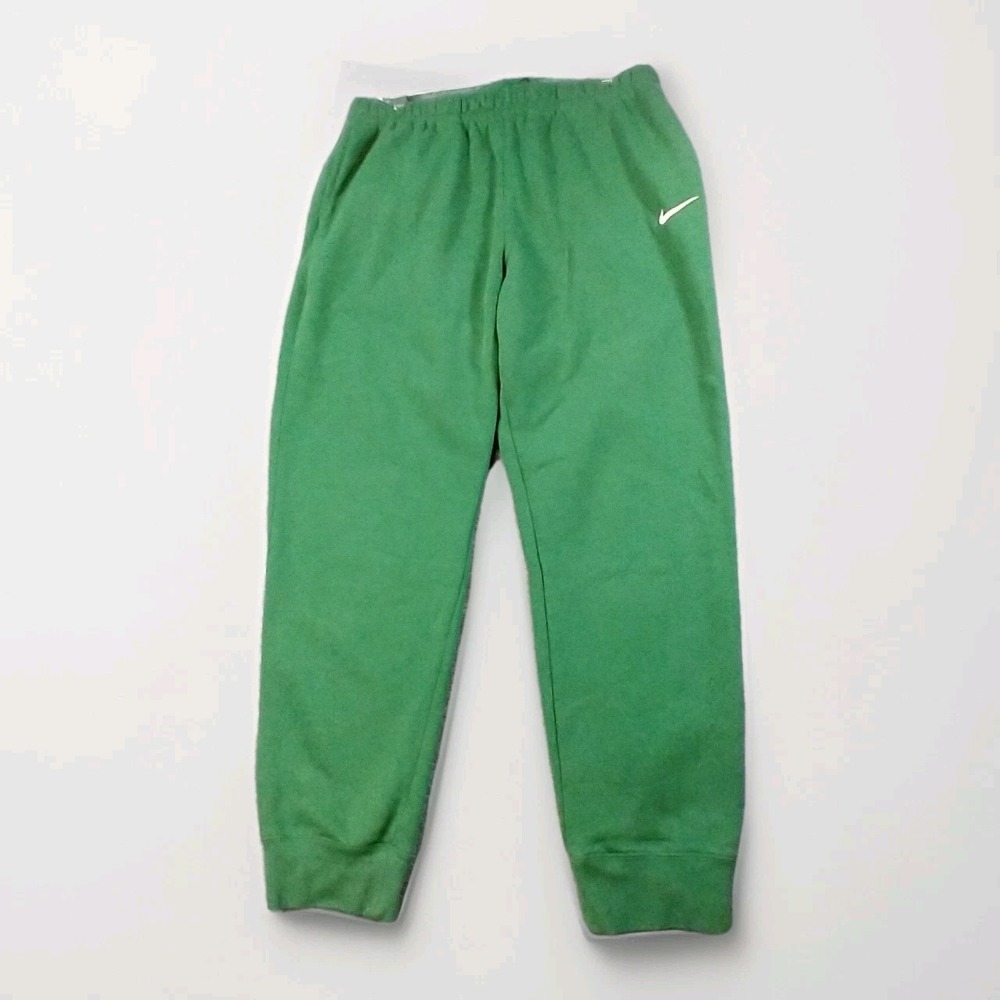 Nike Mens Green Fleece Jogger Sweatpants XL Embroidered Swoosh Logo Activewear
